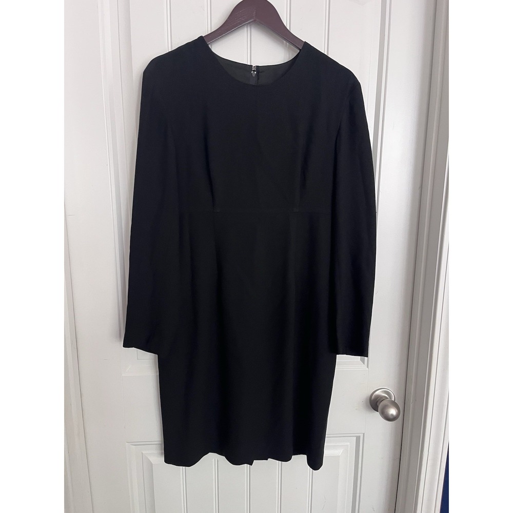Louben‎ Vintage Women's Dress Size 10 Black Long Sleeve Shift Lined 625